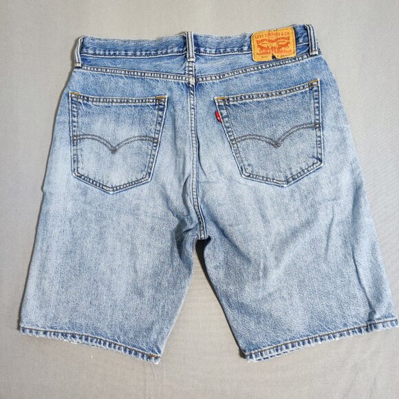 Levi's 505 denim shorts men's size 36 hard washed denim blue colour - Picture 3 of 15